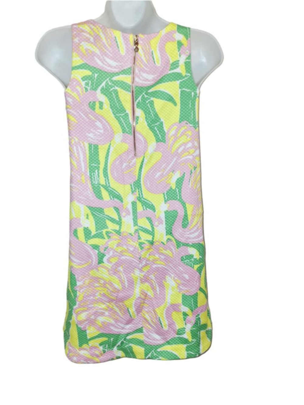 Lilly Pulitzer Mini Dress L Pink Yellow Flamingo wedding party feminine preppy - Picture 2 of 4